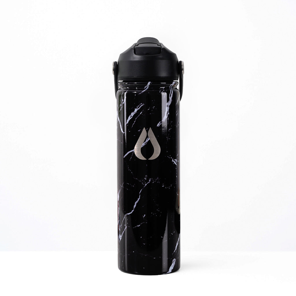 Vattenflaska - 650ML - Svart marmor