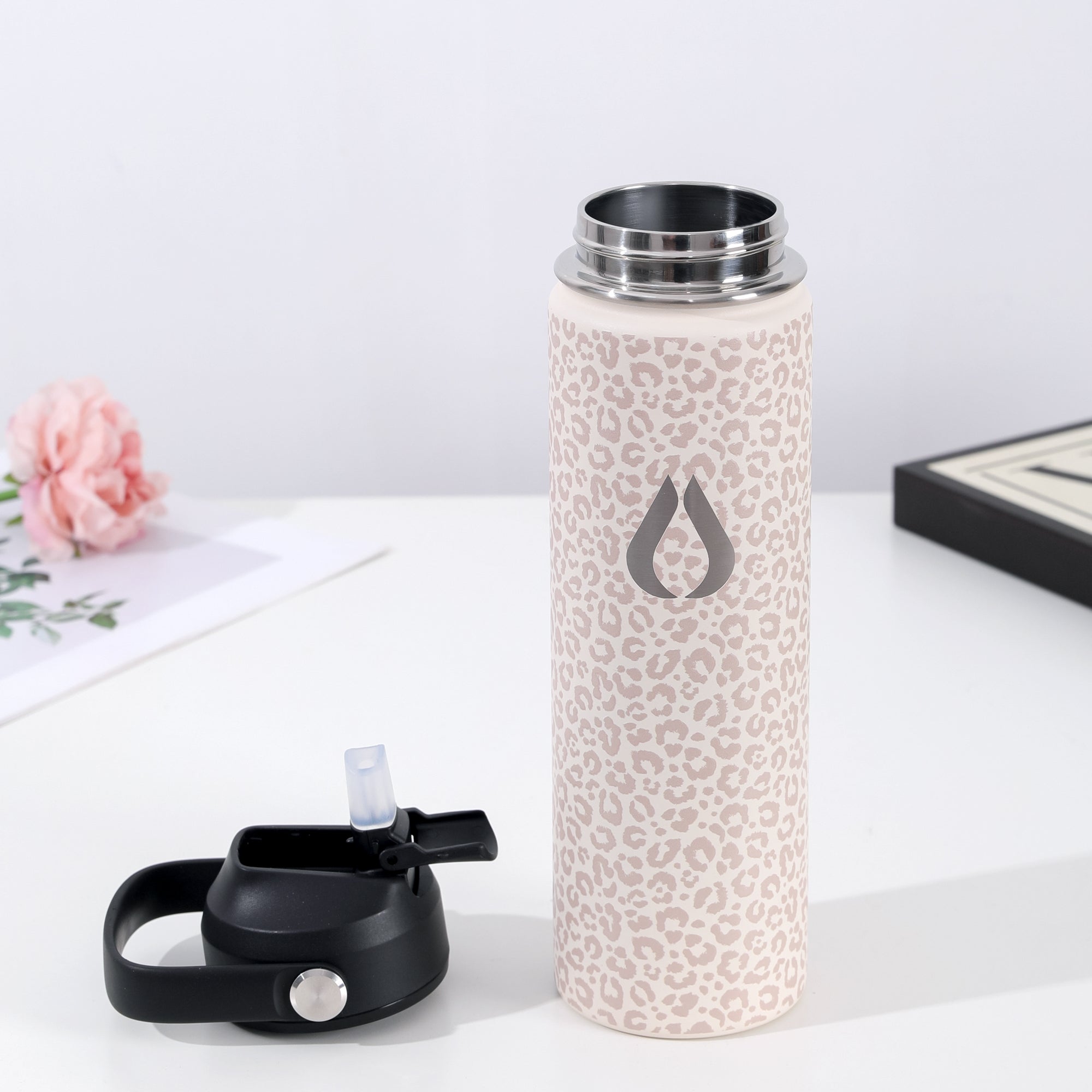 Vattenflaska - 650ML - Cream Leopard
