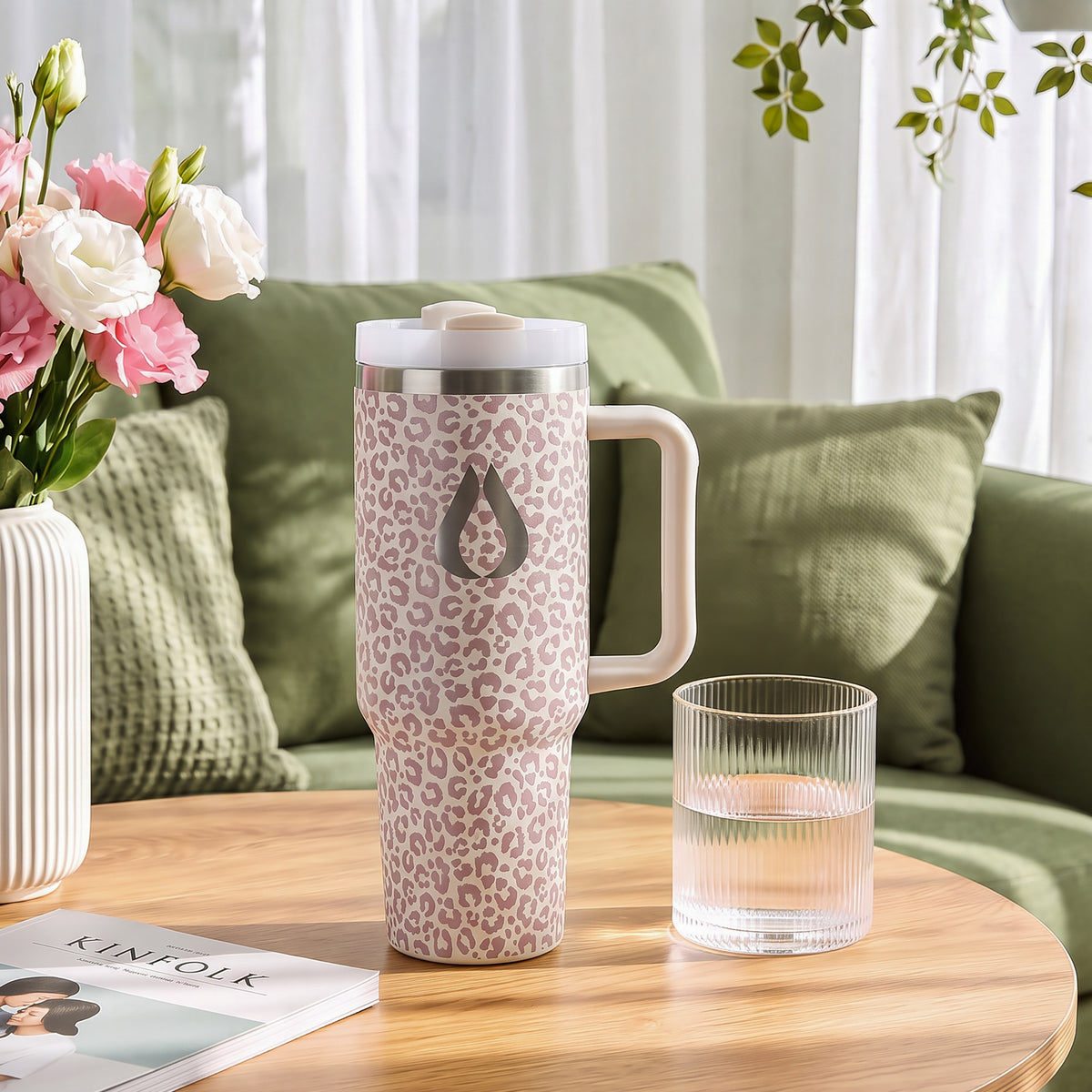 Tumbler - 1200ML - Cream Leopard