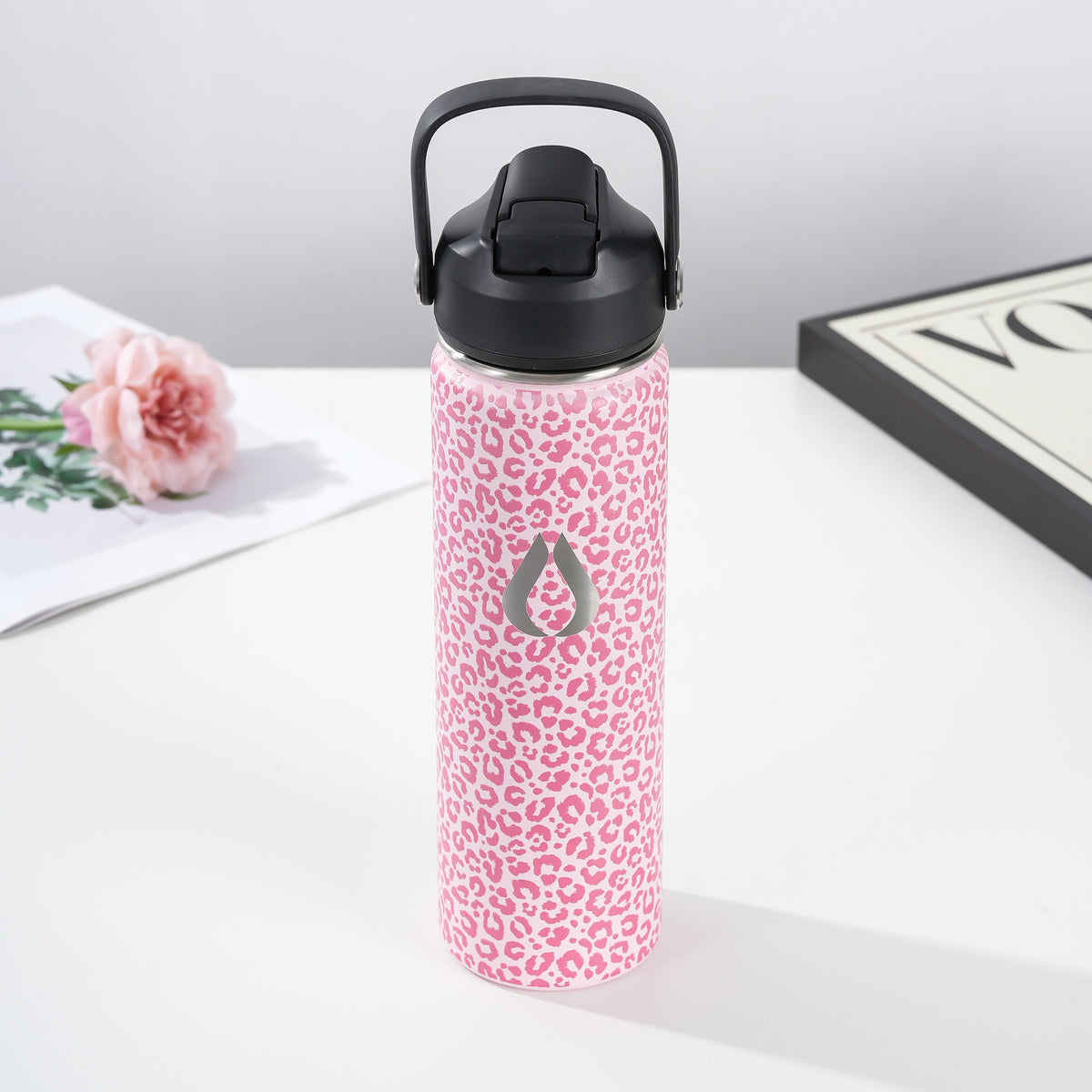 Vattenflaska - 650ML - Pink Leopard
