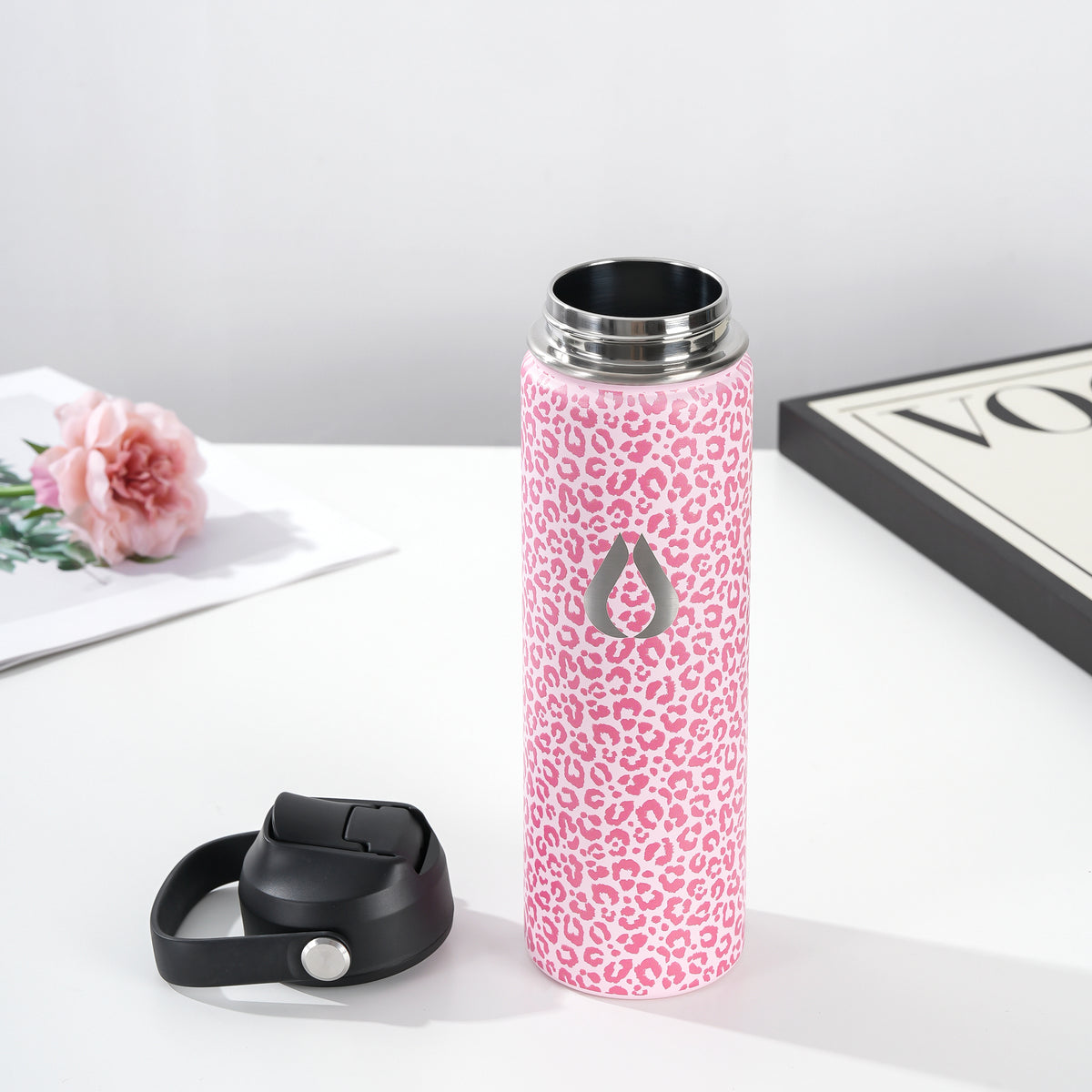 Vattenflaska - 650ML - Pink Leopard