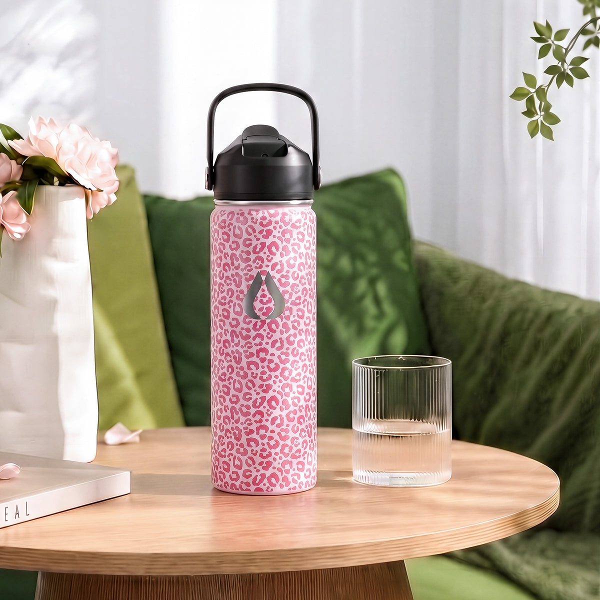 Vattenflaska - 650ML - Pink Leopard